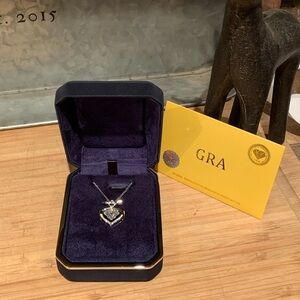 Moissanite over 3ctw Heart and Arrow Pendant Necklace in Silver I LOVE YOU